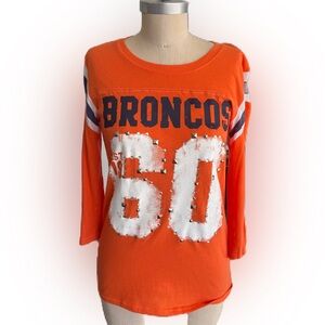 Victoria’s Secret PINK NFL Denver Broncos Women’s 3/4 Sleeves Top. Size Medium